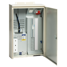 Vuokraa työmaakeskus 3x25A, jossa työmaatarpeisiin voimapistorasia 5x16A ja valovirtaschuko 4€/vrk.